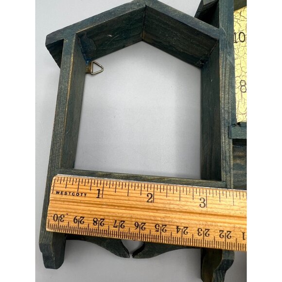 Wooden Clock with Built In Mini Shelves & Hooks Hearts 12" W Green Cottage Core - Picture 5 of 9